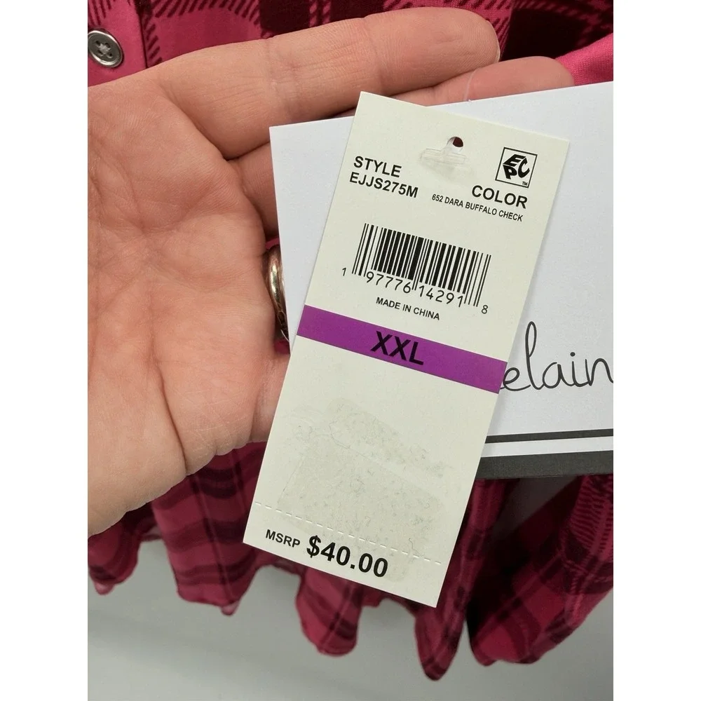Roudelain Womens Size XXL Cozy Luxe Henley Sleep Shirt Dara Buffalo Plaid 621